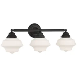 Possini Euro Design Astrid Modern Wall Light Black Metal Hardwire 27 1/4" 3-Light Fixture Opal White Glass Shade For Bedroom Bathroom Living Room -Possini Euro Design GUEST 00823e17 0c78 4dca adc1 f3685574bec2