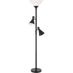 Possini Euro Design Ballard Modern 72" Tall Standing Floor Lamp Skinny Tree Torchiere With Side Lights Dimmable Black Metal Living Room Bedroom House -Possini Euro Design GUEST 017b4be0 8956 4a05 b4ae 6d211c735a0c