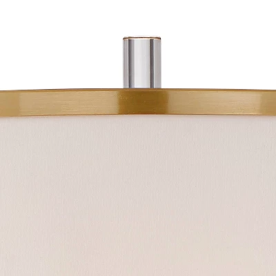 Possini Euro Design Cadence Modern Floor Lamp Standing 62" Tall Crystal Glass Column Satin Brass Linen Drum Shade For Living Room Bedroom Office House 4 Possini Euro Design Cadence Modern Floor Lamp Standing 62" Tall Crystal Glass Column Satin Brass Linen Drum Shade For Living Room Bedroom Office House - Image 2