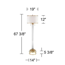Possini Euro Design Cadence Modern Floor Lamp With Riser 67 1/2" Tall Crystal Glass Column Satin Brass Linen Drum Shade For Living Room Bedroom Office -Possini Euro Design GUEST 0288cc7d 33fe 4ff8 8fc3 d32061276241