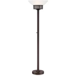 Possini Euro Design Light Blaster Modern Torchiere Floor Lamp 72 1/2" Tall Warm Bronze LED White Frosted Glass Bowl Shade For Living Room Bedroom Home -Possini Euro Design GUEST 044fa56b bd09 4af5 a6cf 06424a08986e