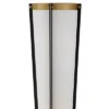 Possini Euro Design Vista Mid Century Modern Torchiere Floor Lamp With Riser 73 1/2" Tall Brass Gunmetal Gray Off White Linen Shade For Living Room -Possini Euro Design GUEST 045b1294 7d94 49ba 941f c9a37a4c2c86