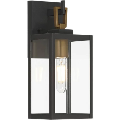 Possini Euro Design Possini Euro Trystin 13" High Black And Brass Outdoor Wall Light 7 Possini Euro Design Possini Euro Trystin 13" High Black And Brass Outdoor Wall Light - Image 5