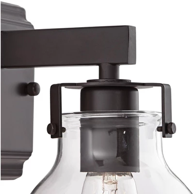 Possini Euro Design Bellis Industrial Modern Wall Light Sconce Bronze Hardwire 6" Fixture Clear Glass Shade For Bedroom Bedside Bathroom Vanity Home 4 Possini Euro Design Bellis Industrial Modern Wall Light Sconce Bronze Hardwire 6" Fixture Clear Glass Shade For Bedroom Bedside Bathroom Vanity Home - Image 2