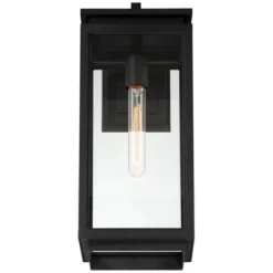 Possini Euro Design Modern Outdoor Wall Light Fixture Matte Black 18" Clear Glass For Post Exterior Barn Deck House Porch Yard -Possini Euro Design GUEST 0580c36d d01e 4b65 b00a 6b6e0b2961c6