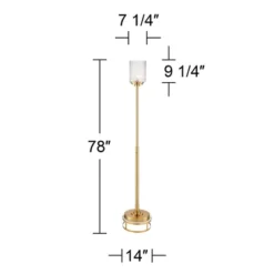 Possini Euro Design Kinsey Modern Torchiere Floor Lamp With Riser 78" Tall Brass Gold Metal Stone Pattern Crystal Glass Shade For Living Room Office -Possini Euro Design GUEST 0595896e 28cc 4c65 b022 3313e584ee48