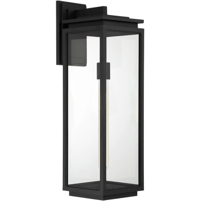 Possini Euro Design Atkins Modern Outdoor Wall Light Fixture Matte Black 24" Clear Glass For Post Exterior Barn Deck House Porch Yard Patio Outside 7 Possini Euro Design Atkins Modern Outdoor Wall Light Fixture Matte Black 24" Clear Glass For Post Exterior Barn Deck House Porch Yard Patio Outside - Image 5