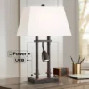 Possini Euro Design Bishop 26 1/2" Tall Modern Desk Lamp USB Port AC Power Outlet Brown Bronze Finish Metal Single Home Office Living Room Charging -Possini Euro Design GUEST 06644363 3070 4517 b0ff 2102a46b4523
