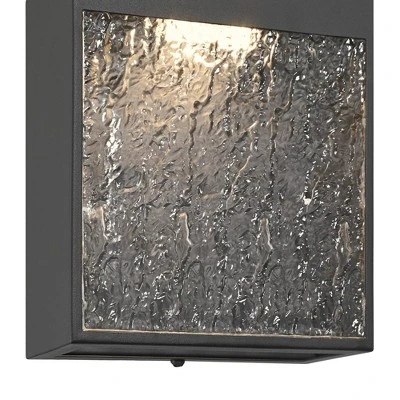 Possini Euro Design Possini Euro Sofia 8 1/2"H Black Hammered Glass LED Outdoor Wall Light 4 Possini Euro Design Possini Euro Sofia 8 1/2"H Black Hammered Glass LED Outdoor Wall Light - Image 2