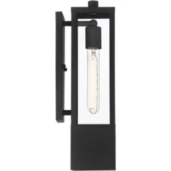 Possini Euro Design Berk Modern Outdoor Wall Light Fixture Textured Black 16" Clear Glass For Post Exterior Barn Deck House Porch Yard Posts Patio -Possini Euro Design GUEST 070ff88f 0a9d 4024 a11c 0c663b46ff7c