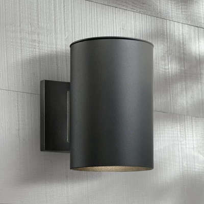 Possini Euro Design Modern Outdoor Wall Light Fixture Black LED Downlight 7 1/2" Cylinder Shade For Exterior Barn Deck House Porch Yard Patio Outside 3 Possini Euro Design Modern Outdoor Wall Light Fixture Black LED Downlight 7 1/2" Cylinder Shade For Exterior Barn Deck House Porch Yard Patio Outside