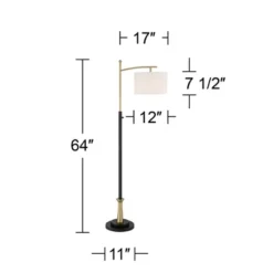 Possini Euro Design Burbank Modern 64" Tall Standing Floor Lamps Set Of 2 Lights Task Downbridge Black Gold Metal Brass Finish Living Room Bedroom -Possini Euro Design GUEST 08658dc1 471b 441b a7ea c6a9101bd8dd