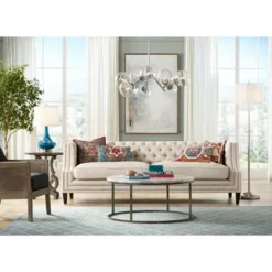 Possini Euro Design Roxie Modern Floor Lamp Standing 65 1/2" Tall Brushed Nickel Sheer Linen Double Drum Shade For Living Room Bedroom Office House -Possini Euro Design GUEST 08929d60 e93f 45c5 b9a9 a1bd28b63482