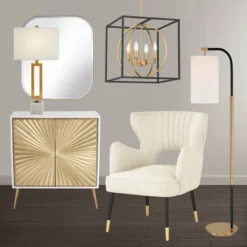 Possini Euro Design Black Warm Brass Cage Foyer Pendant Chandelier 16 1/2" Wide 4-Light Mid Century Modern For Dining Room House -Possini Euro Design GUEST 08b99359 1dbf 44d4 bc7b 30527d6a7380