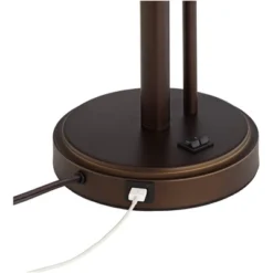Possini Euro Design Traverse Modern Table Lamps 29" Tall Set Of 2 With USB Charging Port Gooseneck LED Bronze Oatmeal Shade For Bedroom Living Room -Possini Euro Design GUEST 094e723b 9b74 4837 b18b 8037c7160852