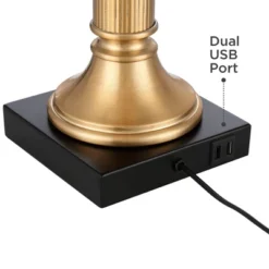 Possini Euro Design Wynne Traditional Table Lamp 30" Tall Warm Gold With USB Charging Port Black Drum Shade For Bedroom Living Room Bedside Nightstand -Possini Euro Design GUEST 0968e882 e701 406e af90 6e66b1ba1441