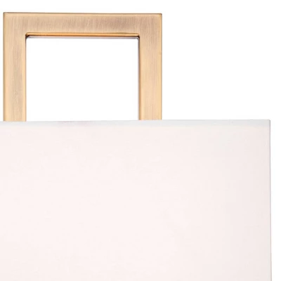 Possini Euro Design Modena Modern Wall Light Sconces Set Of 2 French Brass Hardwire 9 1/2" Fixture Off White Faux Silk Shade For Bedroom Bathroom Home 4 Possini Euro Design Modena Modern Wall Light Sconces Set Of 2 French Brass Hardwire 9 1/2" Fixture Off White Faux Silk Shade For Bedroom Bathroom Home - Image 2