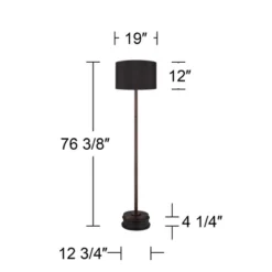Possini Euro Design Meridian Modern 72" Tall Floor Lamp With Round Riser Oil Rubbed Bronze Light Blaster LED Black Shade For Living Room -Possini Euro Design GUEST 0a64c0da 5537 4591 a3ac a89c8efc7a8c