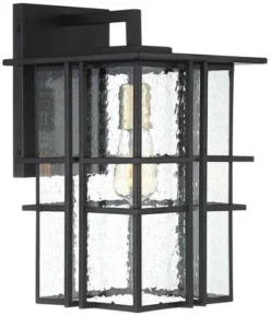 Possini Euro Design Arley Modern Industrial Outdoor Wall Light Fixtures Set Of 2 Black 16" Seedy Glass For Post Exterior Barn Deck House -Possini Euro Design GUEST 0a70f4ee a4c8 4e3b af08 ef7aa164a503