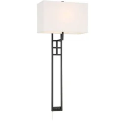 Possini Euro Design Ventano Modern Wall Lamp Matte Black Metal Plug-in 16" Light Fixture White Linen Shade For Bedroom Living Room House Hallway 14 Possini Euro Design Ventano Modern Wall Lamp Matte Black Metal Plug-in 16" Light Fixture White Linen Shade For Bedroom Living Room House Hallway -Possini Euro Design GUEST 0a72c18d d7db 4132 9f8f 7f0220f11723