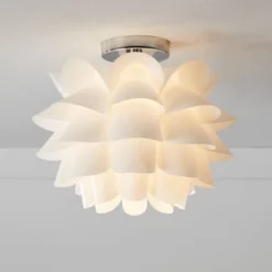 Possini Euro Design 21 Possini Euro Design Modern Ceiling Light Semi Flush Mount Fixture 15 3/4" Wide White Flower For Bedroom Kitchen Living Room Hallway Bathroom House