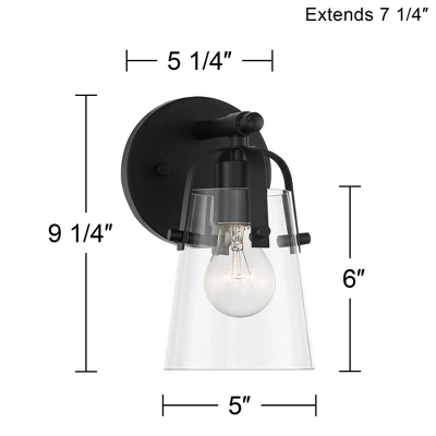 Possini Euro Design Modern Wall Light Sconce Black Metal Hardwired 5 1/4" Fixture Clear Glass Shade For Bedroom Bathroom Bedside 5 Possini Euro Design Modern Wall Light Sconce Black Metal Hardwired 5 1/4" Fixture Clear Glass Shade For Bedroom Bathroom Bedside - Image 3