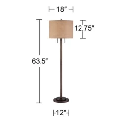 Possini Euro Design Garth Modern Floor Lamp Standing 63 1/2" Tall Oil Rubbed Bronze Burlap Fabric Drum Shade For Living Room Bedroom Office House Home -Possini Euro Design GUEST 0afcbf9a df39 4526 aa07 8a9f6551bac9