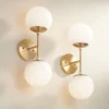 Possini Euro Design Oso Mid Century Wall Light Sconces Set Of 2 Soft Gold Hardwire 6" 2-Light Fixture Opal Glass For Bedroom Home -Possini Euro Design GUEST 0c06d5e3 c51b 406a ae54 0be58df70a81