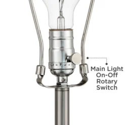 Possini Euro Design Wagner Modern Table Lamp 29 3/4" Tall Brushed Nickel With USB Charging Port And LED Gooseneck Lights White Shade For Living Room -Possini Euro Design GUEST 0c8b0d3a 6ee3 425d a9ee 36a22cf89e5f