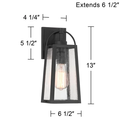 Possini Euro Design Woodley 13" High Modern Outdoor Wall Light Fixture Mount Porch House Set Of 2 Weatherproof Sand Black Aluminum Seeded Glass Shade 5 Possini Euro Design Woodley 13" High Modern Outdoor Wall Light Fixture Mount Porch House Set Of 2 Weatherproof Sand Black Aluminum Seeded Glass Shade - Image 3