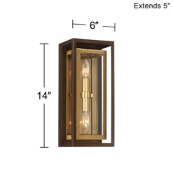 Possini Euro Design Modern Mid Century Outdoor Wall Light Fixture Oil Rubbed Bronze Brass 14" Double Box Glass For Exterior Barn Deck House Porch Yard -Possini Euro Design GUEST 0f66739f 0ac5 44e9 8036 0b1533bc9985