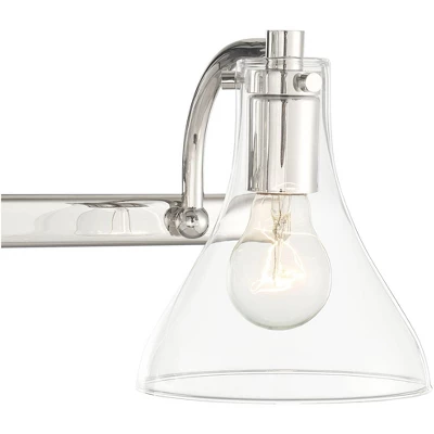 Possini Euro Design Sorren Industrial Modern Wall Light Polished Chrome Hardwire 20 1/2" 3-Light Fixture Clear Glass For Bedroom Bathroom Vanity Home 4 Possini Euro Design Sorren Industrial Modern Wall Light Polished Chrome Hardwire 20 1/2" 3-Light Fixture Clear Glass For Bedroom Bathroom Vanity Home - Image 2