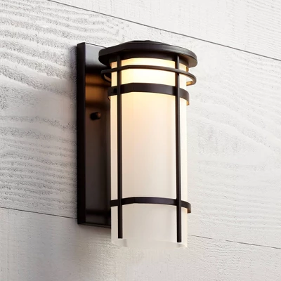 Possini Euro Design Theola Modern Outdoor Wall Light Fixture Bronze LED 12 3/4" Etched Glass Shade For Post Exterior Barn Deck House Porch Yard Patio 8 Possini Euro Design Theola Modern Outdoor Wall Light Fixture Bronze LED 12 3/4" Etched Glass Shade For Post Exterior Barn Deck House Porch Yard Patio - Image 6