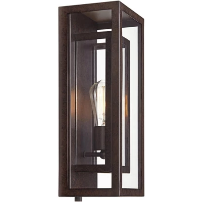 Possini Euro Design Modern Industrial Farmhouse Rustic Outdoor Wall Light Fixture Bronze 15 1/2" Clear Glass For Exterior Barn Deck House Porch Yard 7 Possini Euro Design Modern Industrial Farmhouse Rustic Outdoor Wall Light Fixture Bronze 15 1/2" Clear Glass For Exterior Barn Deck House Porch Yard - Image 5