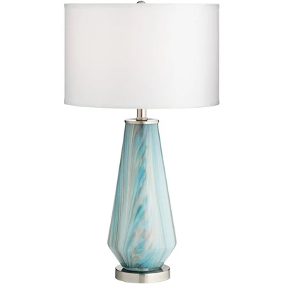 Possini Euro Design Jaime Modern Table Lamp 26" High Blue Gray Art Glass White Drum Shade For Bedroom Living Room Bedside Nightstand Office Kids House 11 Possini Euro Design Jaime Modern Table Lamp 26" High Blue Gray Art Glass White Drum Shade For Bedroom Living Room Bedside Nightstand Office Kids House - Image 9