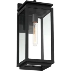 Possini Euro Design Modern Outdoor Wall Light Fixture Matte Black 18" Clear Glass For Post Exterior Barn Deck House Porch Yard -Possini Euro Design GUEST 12052f49 3b03 44e3 a863 ca71df8869f0