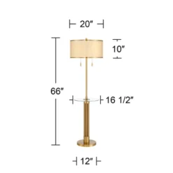 Possini Euro Design Granview Mid Century Modern 66" Tall Standing Floor Lamp With Glass Table USB Port Gold Metal Warm Brass Finish Living Room -Possini Euro Design GUEST 121037e7 f56d 4e72 8355 d5505e4b24ae