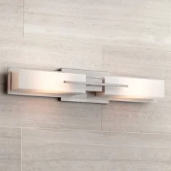 Possini Euro Design Midtown Modern Wall Lights Set Of 2 Satin Nickel Hardwire 4 1/2" 4-Light Fixture White Glass For Bedroom Bathroom Vanity Reading -Possini Euro Design GUEST 124f6d69 f75d 472f b590 e89bbf668193