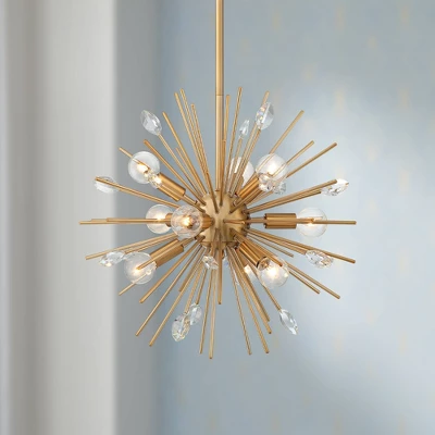 Possini Euro Design Janae Warm Gold Sputnik Chandelier 18" Wide Modern Crystal 9-Light Fixture For Dining Room House Foyer Kitchen Island Entryway 3 Possini Euro Design Janae Warm Gold Sputnik Chandelier 18" Wide Modern Crystal 9-Light Fixture For Dining Room House Foyer Kitchen Island Entryway