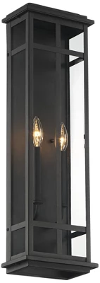 Possini Euro Design Metrix Modern Industrial Outdoor Wall Light Fixture Black Metal 26" Clear Glass For Post Exterior Barn Deck House Porch Yard Patio 6 Possini Euro Design Metrix Modern Industrial Outdoor Wall Light Fixture Black Metal 26" Clear Glass For Post Exterior Barn Deck House Porch Yard Patio - Image 4