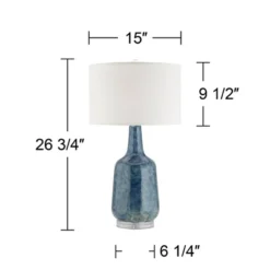 Possini Euro Design Collin Modern Table Lamp 26 3/4" High Blue Ceramic Off White Drum Shade For Bedroom Living Room Bedside Nightstand Office Kids 13 Possini Euro Design Collin Modern Table Lamp 26 3/4" High Blue Ceramic Off White Drum Shade For Bedroom Living Room Bedside Nightstand Office Kids -Possini Euro Design GUEST 142a236c 10a6 47bf 99f9 a914bda58565