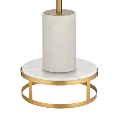 Possini Euro Design Italian Modern Floor Standing Lamp With Riser 69.5" Tall Gold Metal White Drum Shade Living Room Reading House Bedroom 5 Possini Euro Design Italian Modern Floor Standing Lamp With Riser 69.5" Tall Gold Metal White Drum Shade Living Room Reading House Bedroom - Image 3