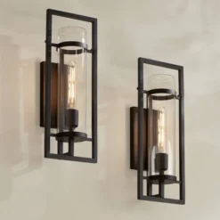 Possini Euro Design Possini Euro Castello 18"H Sand Black Wall Sconce Set Of 2