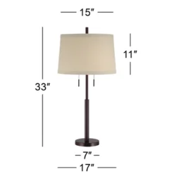 Possini Euro Design Rustic Farmhouse Table Lamp 33" Tall Dark Bronze Metal Off White Burlap Fabric Drum Shade For Bedroom Living Room House Bedside -Possini Euro Design GUEST 15f8081a 9799 43d5 8d8c 05abfb7df759