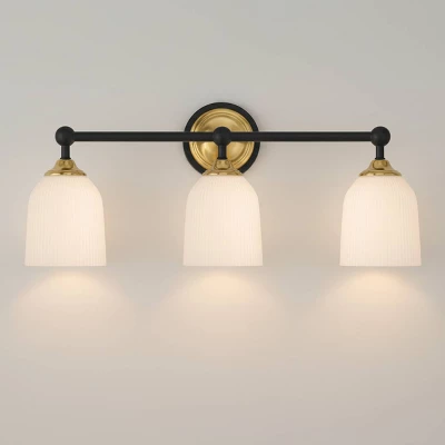 Possini Euro Design Possini Euro Zaragoza 23" Wide Gold And Black 3-Light Bath Light 3 Possini Euro Design Possini Euro Zaragoza 23" Wide Gold And Black 3-Light Bath Light