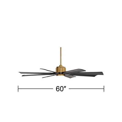60" Possini Euro Design Defender Modern Indoor Outdoor Ceiling Fan With Dimmable LED Light Remote Soft Brass Matte Black Damp Rated For Patio Exterior 5 60" Possini Euro Design Defender Modern Indoor Outdoor Ceiling Fan With Dimmable LED Light Remote Soft Brass Matte Black Damp Rated For Patio Exterior - Image 3