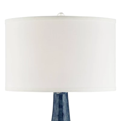 Possini Euro Design Collin Modern Table Lamp 26 3/4" High Blue Ceramic Off White Drum Shade For Bedroom Living Room Bedside Nightstand Office Kids 10 Possini Euro Design Collin Modern Table Lamp 26 3/4" High Blue Ceramic Off White Drum Shade For Bedroom Living Room Bedside Nightstand Office Kids - Image 8