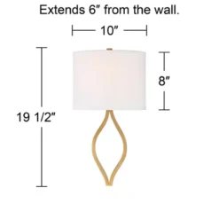 Possini Euro Design Modern Wall Light Sconce Warm Brass Hardwired 19 1/2" High Fixture Half Moon Linen Shade For Bedroom Living Room -Possini Euro Design GUEST 1a15ea2a 37ed 48f3 9af3 feca96dd26ae