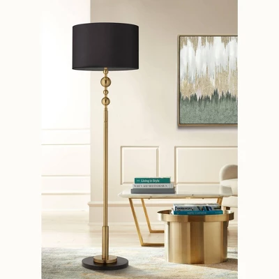 Possini Euro Design Summit Mid Century Modern 71" Tall Floor Lamp Warm Gold Matte Black Light Blaster Drum Shade For Living Room Bedroom 3 Possini Euro Design Summit Mid Century Modern 71" Tall Floor Lamp Warm Gold Matte Black Light Blaster Drum Shade For Living Room Bedroom