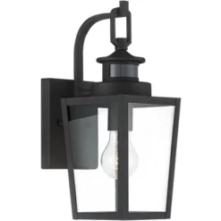 Possini Euro Design Ackerly Modern Outdoor Wall Light Fixture Textured Black Dusk To Dawn Motion Sensor 14" Clear Glass For Post Exterior Barn Deck -Possini Euro Design GUEST 1c2c2782 be22 4714 987c 06a280d3d381